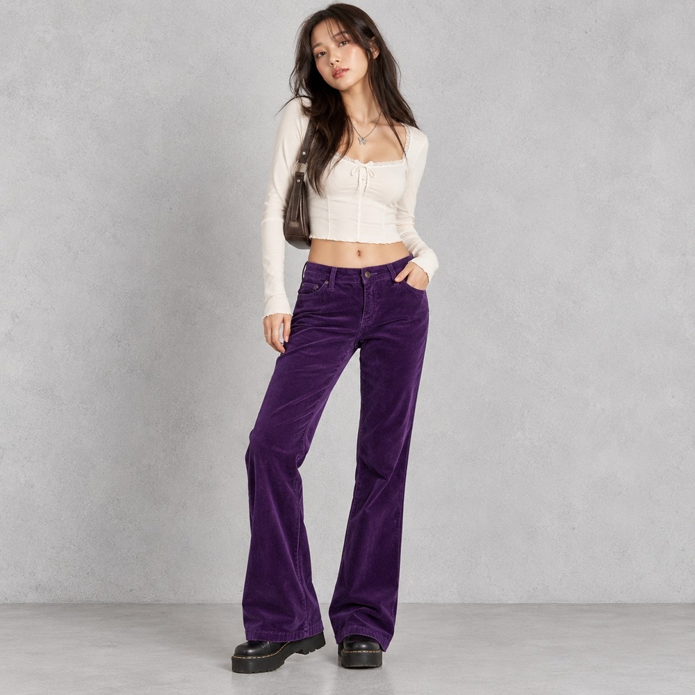 LRL Lauren Jeans Co. Classic Straight Womens Pants Purple Cotton Blend Size 10